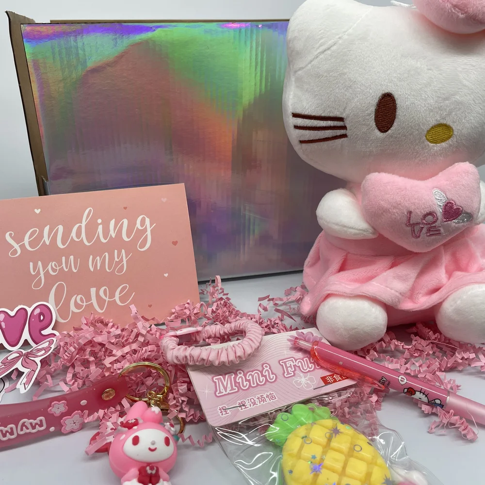 NEW Cute Pink Plush & Accessories Hello Kitty Valentine Gift box 5 pc Set ❤️ 🎁